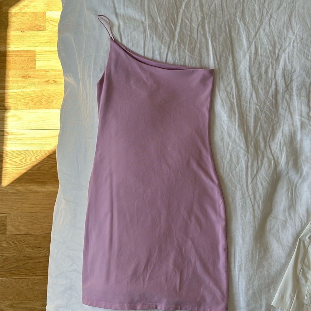 Pink Babaton Contour One-Shoulder Dress